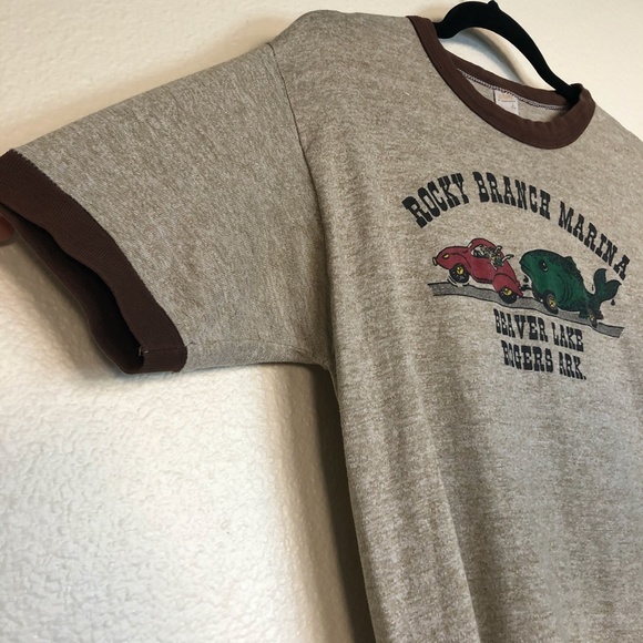 1970's Rocky Branch Marina Arkansas Ringer Tee - Picture 6 of 7